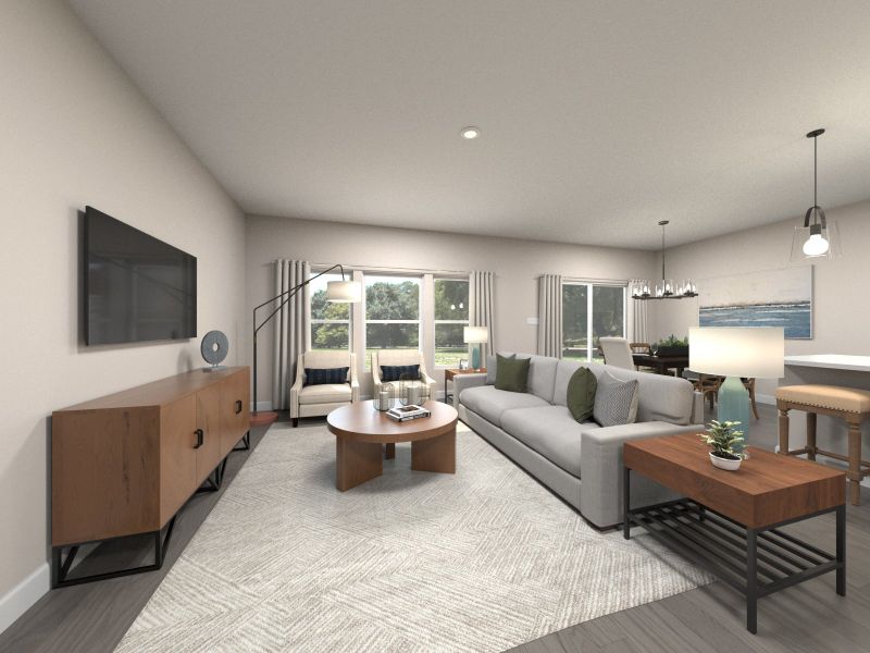 Enjoy family move nights in the spacious great room. Enjoy family move nights in the spacious great room.