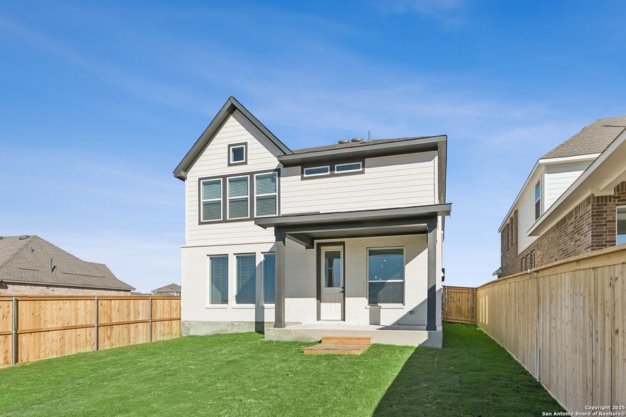 Exterior details and patio area of a home in Mayfair - Select Garden Series, New Braunfels (Image 19).