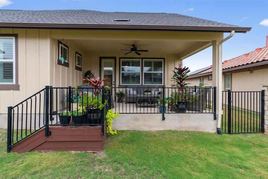 Exterior details and patio area of a home in Traditional at Kissing Tree, San Marcos (Image 23). Exterior details and patio area of a home in Traditional at Kissing Tree, San Marcos (Image 23).
