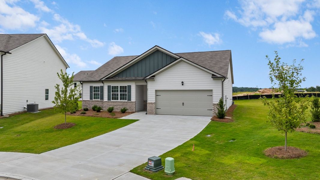 Representative exterior photo of a completed home built from the Booth by D.R. Horton in Liberty Crossing, Braselton, GA (Image 2). Representative exterior photo of a completed home built from the Booth by D.R. Horton in Liberty Crossing, Braselton, GA (Image 2).
