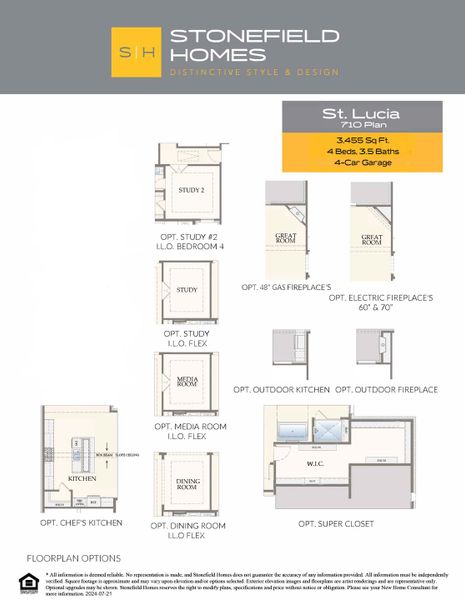 2D floor plan layout for the St Lucia by Stonefield Homes in Heath Golf and Yacht: Elegante' Series, Heath, TX (Image 4).