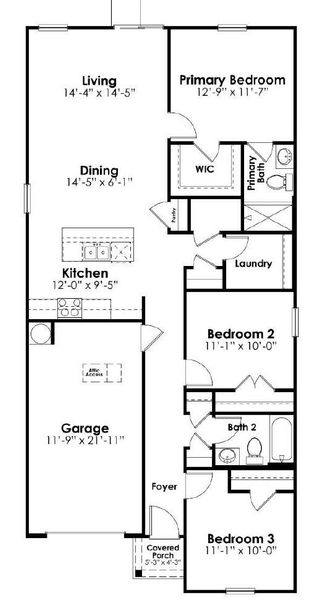 2D floor plan layout of this home in Mulberry Landing, Orangeburg, SC (Image 2).