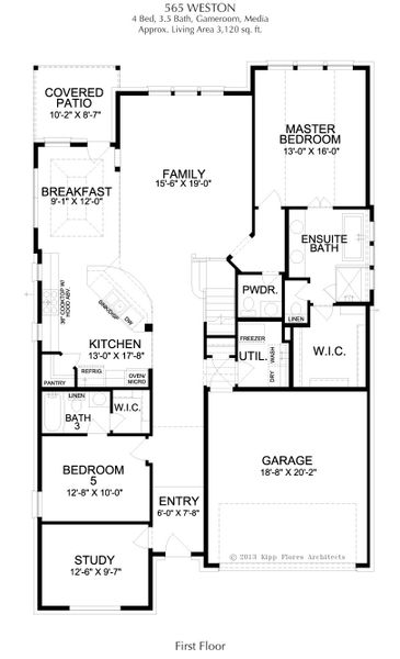 2D floor plan layout for the Weston by Landon Homes in East Village - Classic Series, Frisco, TX (Image 4). 2D floor plan layout for the Weston by Landon Homes in East Village - Classic Series, Frisco, TX (Image 4).