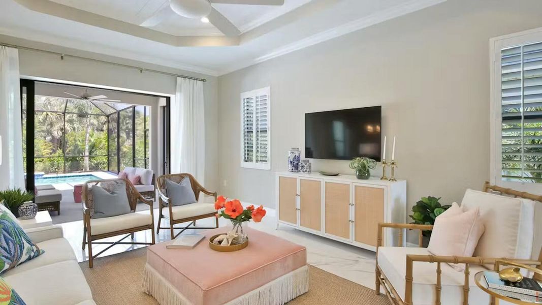 Furnished interior view inside a new home in Boca Royale Golf & Country Club Real Estate and Homes for Sale in Englewood, FL - Neal Communities, Englewood (Image 16). Furnished interior view inside a new home in Boca Royale Golf & Country Club Real Estate and Homes for Sale in Englewood, FL - Neal Communities, Englewood (Image 16).