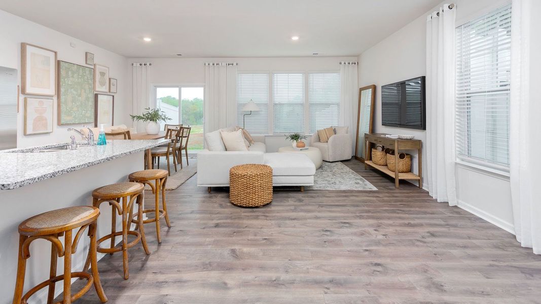 Furnished interior view inside a new home in The Gables at Edinborough Townes, Gibsonville (Image 3).