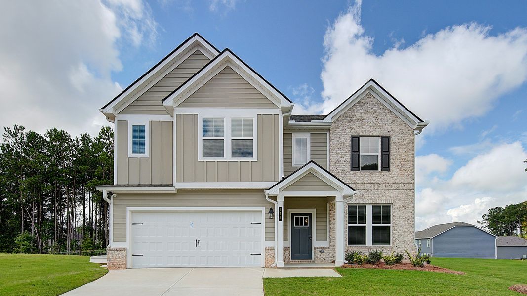 Representative exterior photo of a completed home built from the Radcliffe by DRB Homes in Westminster, Covington, GA (Image 23).