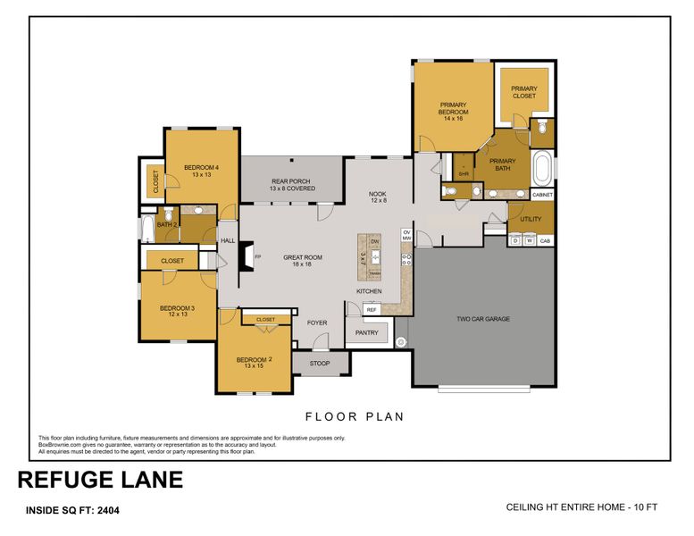 2D floor plan layout for the Refuge Lane by Trinity Classic Homes in Zion Trails, Poolville, TX (Image 4).