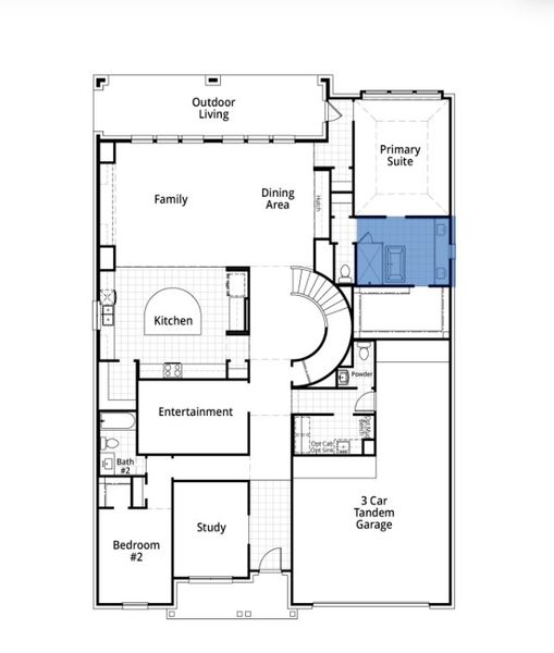2D floor plan layout for the Telford by Highland Homes in Mantua Point, Van Alstyne, TX (Image 17).