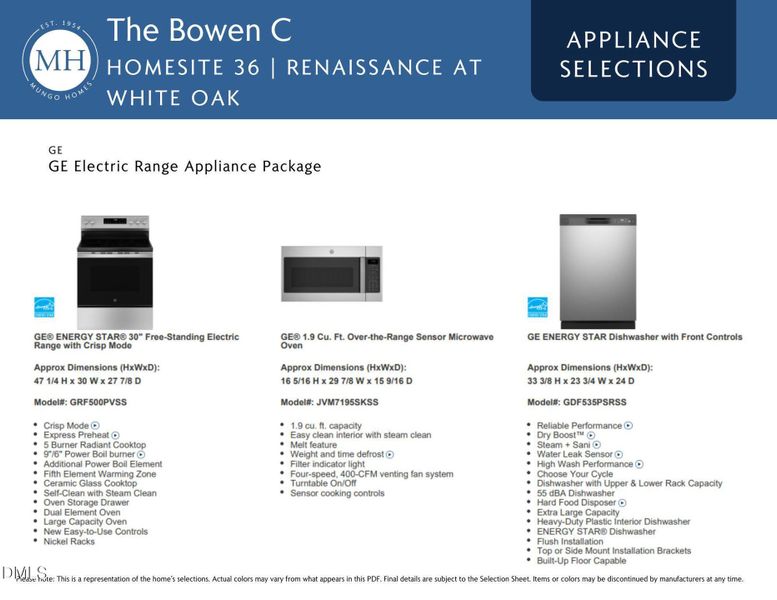 36 RWK FM 5 Appliance Selections