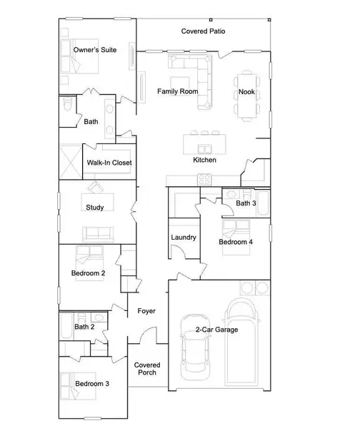 2D floor plan layout of this home in Binford Creek, Waller, TX (Image 2). 2D floor plan layout of this home in Binford Creek, Waller, TX (Image 2).