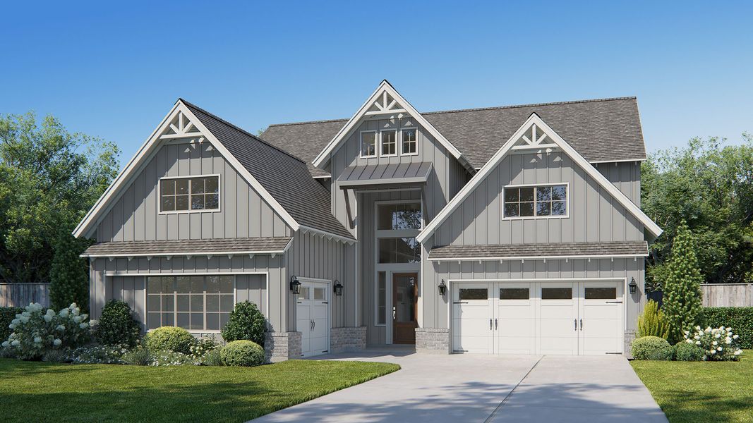 Representative exterior photo of a completed home built from the 534A by Britton Homes in Mustang Lakes, Celina, TX (Image 2). Representative exterior photo of a completed home built from the 534A by Britton Homes in Mustang Lakes, Celina, TX (Image 2).