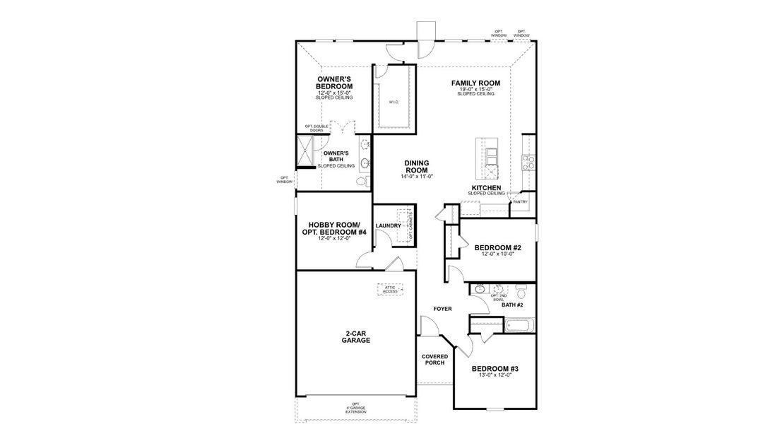 2D floor plan layout for the Moscoso by M/I Homes in Carillon, Manor, TX (Image 3).