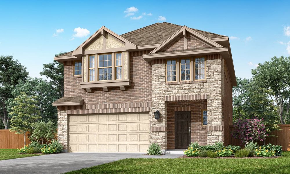 Representative exterior photo of a completed home built from the Fannin by Pacesetter Homes in Elevon, Lavon, TX (Image 1). Representative exterior photo of a completed home built from the Fannin by Pacesetter Homes in Elevon, Lavon, TX (Image 1).