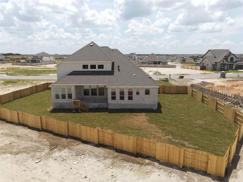 Exterior details and patio area of a home in Lariat, Liberty Hill (Image 2). Exterior details and patio area of a home in Lariat, Liberty Hill (Image 2).