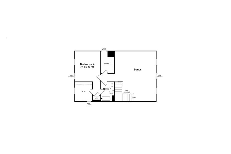 2D floor plan layout for the Chelsea by DRB Homes in The Park at Brighton, Locust Grove, GA (Image 5).