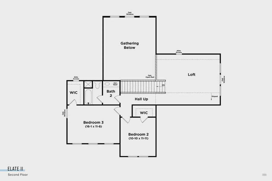 2D floor plan layout for the Elate II by DRB Homes in Richvale Estates, Fairview, TN (Image 5). 2D floor plan layout for the Elate II by DRB Homes in Richvale Estates, Fairview, TN (Image 5).
