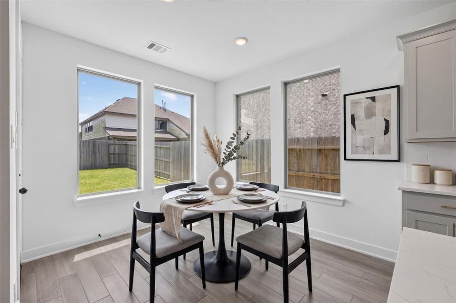 Digitally staged breakfast area