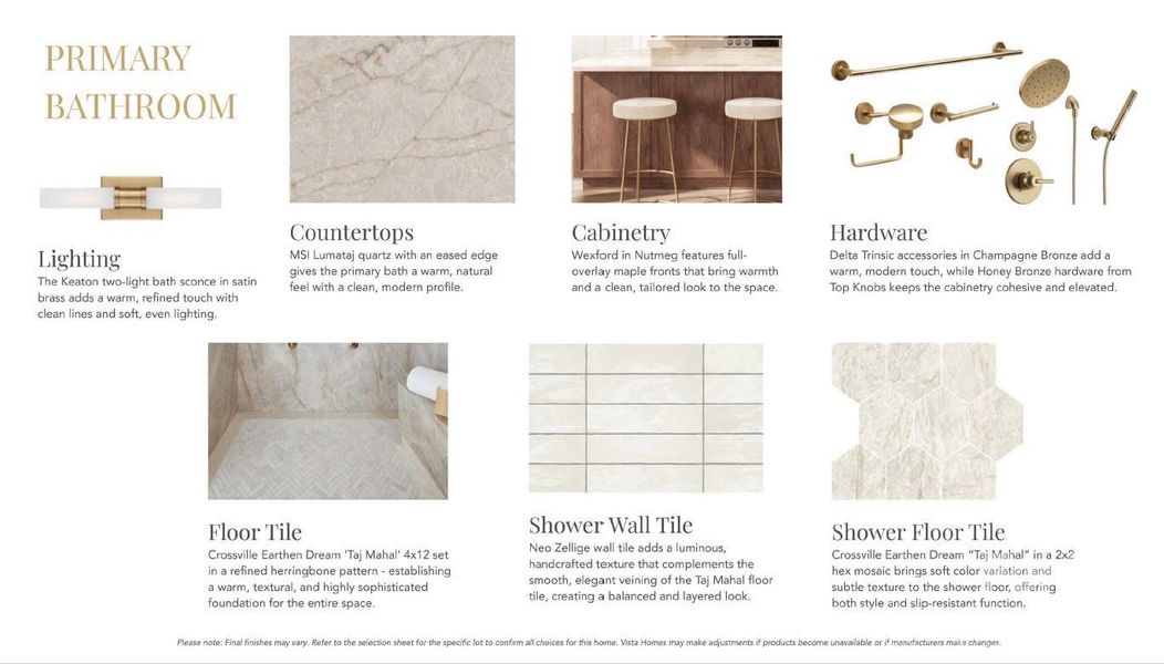 Primary Bathroom selections