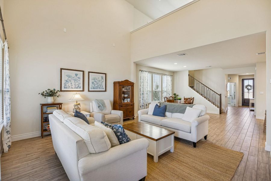 Living room with soaring ceilings