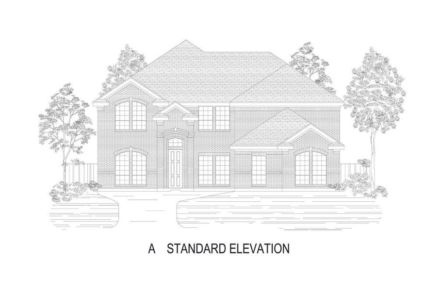 Representative rendering of the exterior for the Broadcrest FSW (w/Media or Opt 6th BR) by First Texas Homes (Image 3).