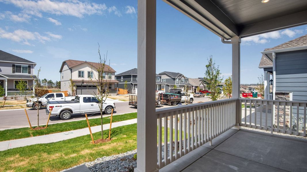 Exterior details and patio area of a home in Trails at Crowfoot, Parker (Image 3).