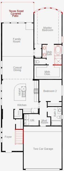 2D floor plan layout of this home in Two Step Farm, Montgomery, TX (Image 4).