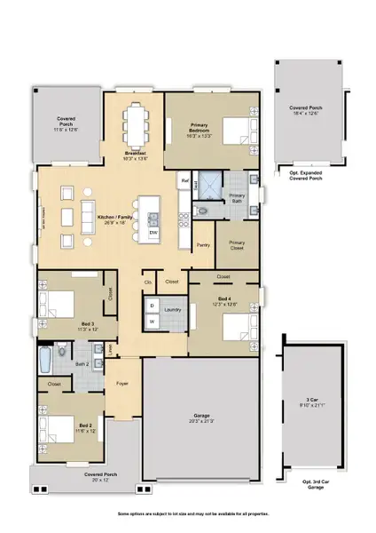 2D floor plan layout for the Patton by Grant & Co in Amherst, Cordova, TN (Image 3).
