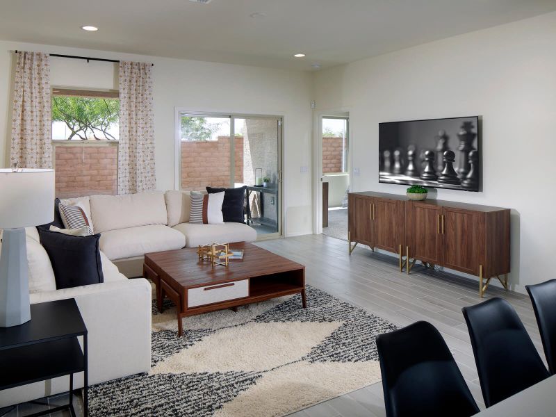 Gather in the living room with friends and family for game or movie night.