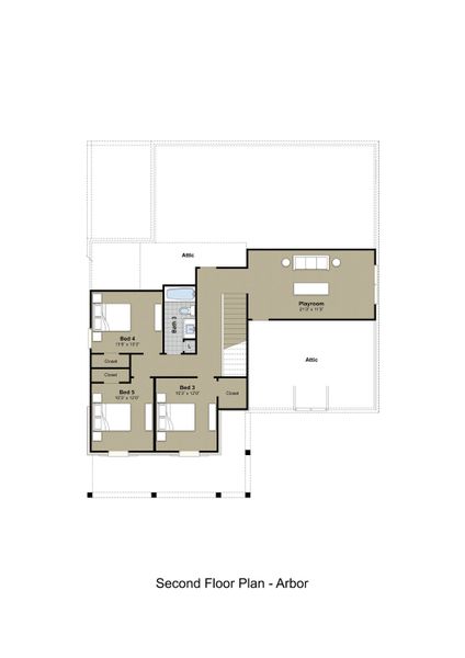 2D floor plan layout for the Arbor by Grant & Co in Lockwood, Collierville, TN (Image 4).