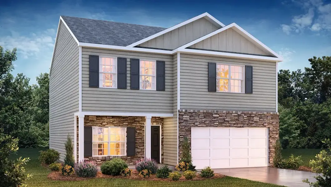 Representative exterior photo of a completed home built from the Penwell by D.R. Horton in Russell Place, Spartanburg, SC (Image 2). Representative exterior photo of a completed home built from the Penwell by D.R. Horton in Russell Place, Spartanburg, SC (Image 2).