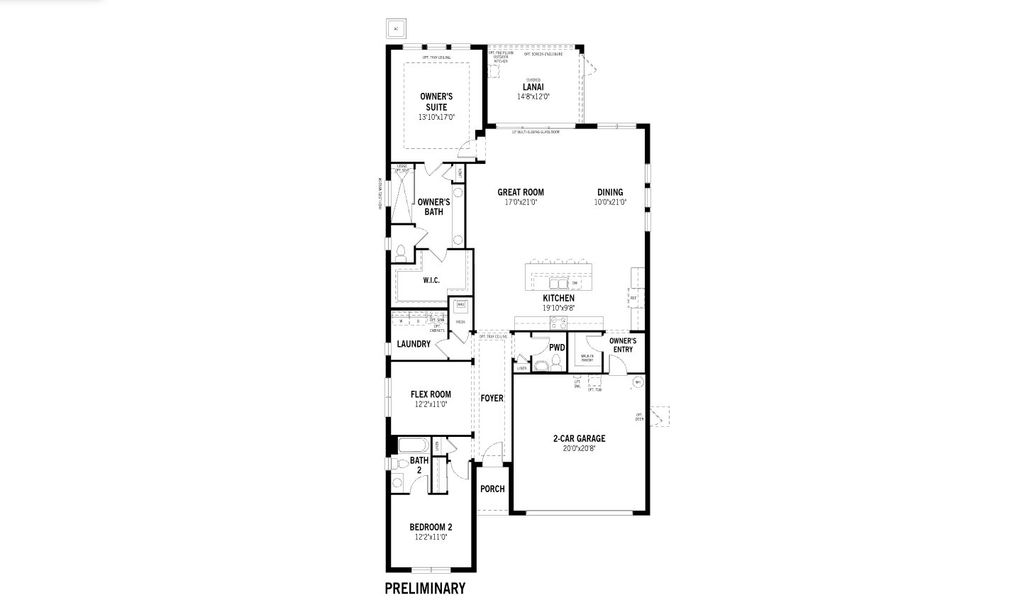 2D floor plan layout for the Sage by Mattamy Homes in Summerlit, Naples, FL (Image 3).