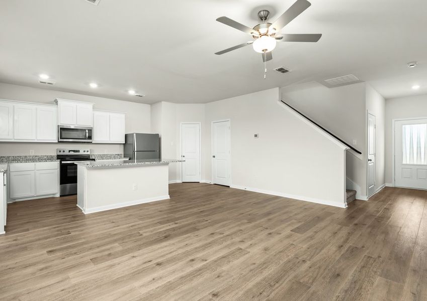 The kitchen of the Jaguar sits right off of the family room. The kitchen of the Jaguar sits right off of the family room.