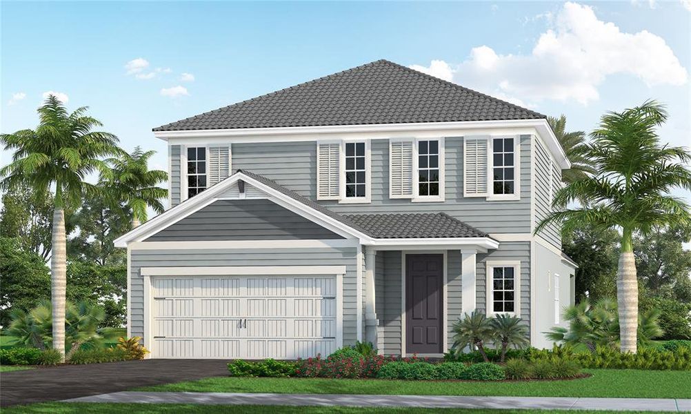 Front exterior of a new home in Windward, Sarasota, FL, highlighting curb appeal (Image 1). Front exterior of a new home in Windward, Sarasota, FL, highlighting curb appeal (Image 1).