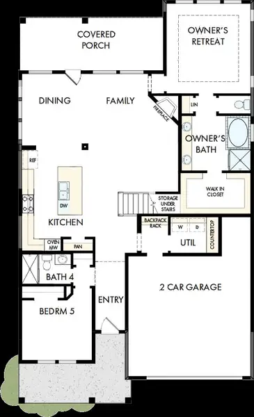 2D floor plan layout of this home in Pecan Square - Gardens, Northlake, TX (Image 2).
