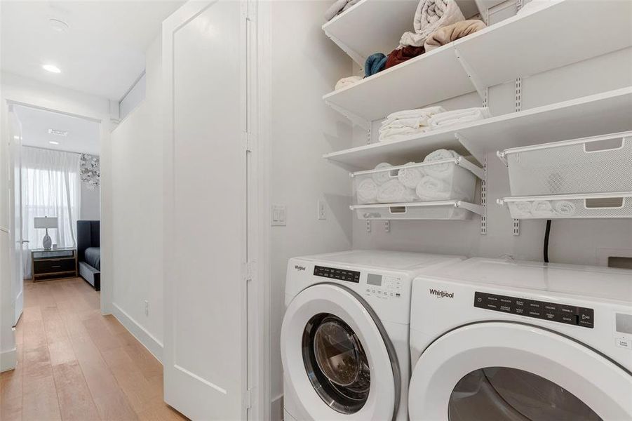 Laundry is conveniently located by bedrooms