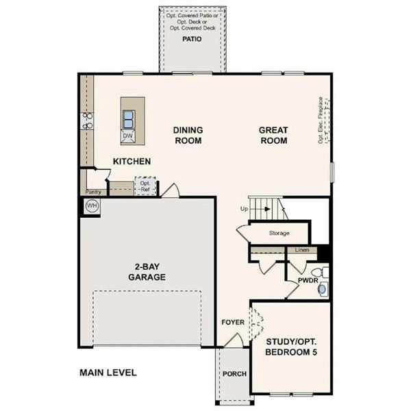 2D floor plan layout of this home in Kingsley Creek, Lithonia, GA (Image 2).