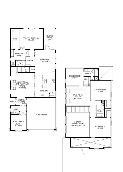 2D floor plan layout of this home in Santa Rita Ranch - Tierra Rosa, Liberty Hill, TX (Image 3).