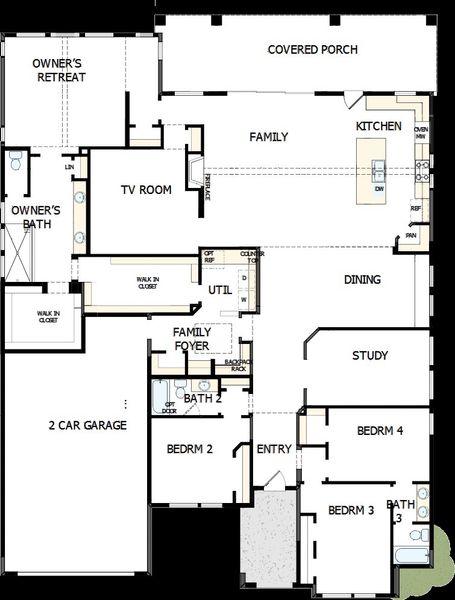 2D floor plan layout of this home in Northshore at Lakewood Village - Garden Series, Lakewood Village, TX (Image 5). 2D floor plan layout of this home in Northshore at Lakewood Village - Garden Series, Lakewood Village, TX (Image 5).
