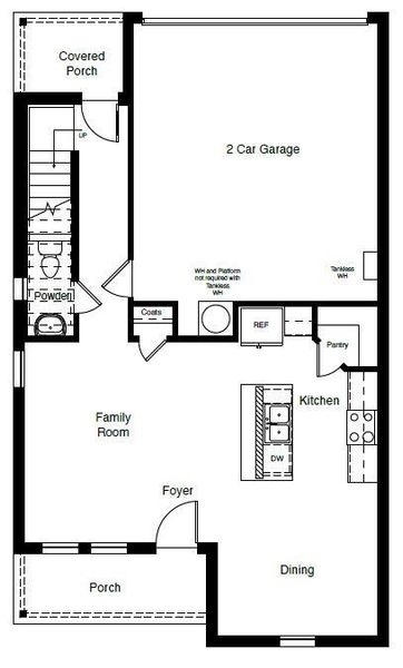 D.R. Horton's Angelina floorplan, 1st floor - All Home and community information, including pricing, included features, terms, availability and amenities, are subject to change at any time without notice or obligation. All Drawings, pictures, photographs, video, square footages, floor plans, elevations, features, colors and sizes are approximate for illustration purposes only and will vary from the homes as built.