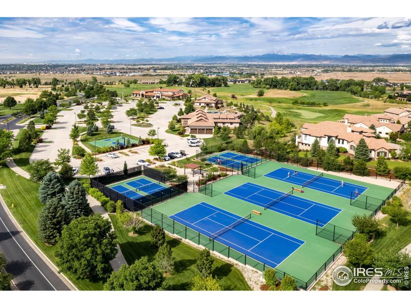 Aerial view of the tennis and pickleball courts