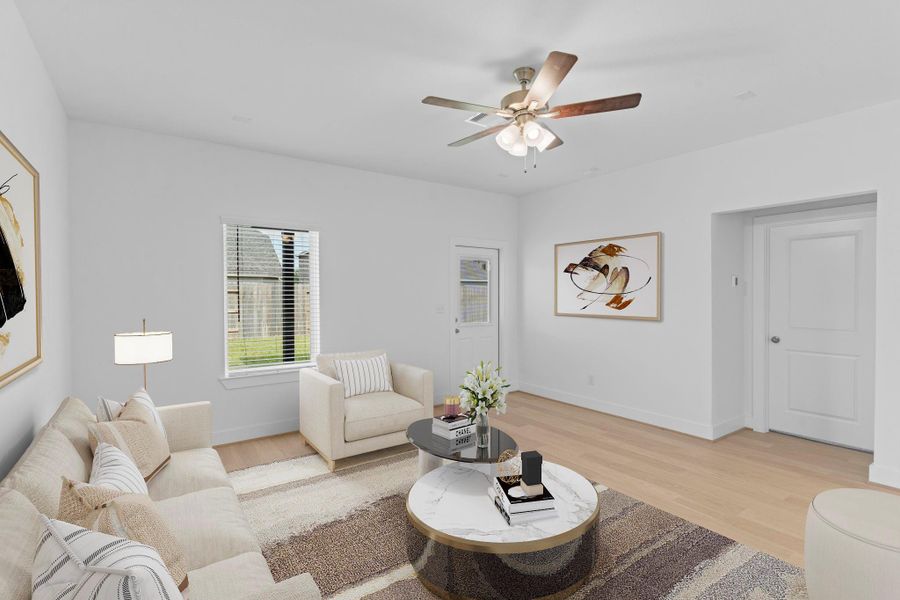 The luxury vinyl plank flooring that flows seamlessly through the main living areas and hallways!  So carefree upkeep!  Virtual stage to show you how stunning this home can be.