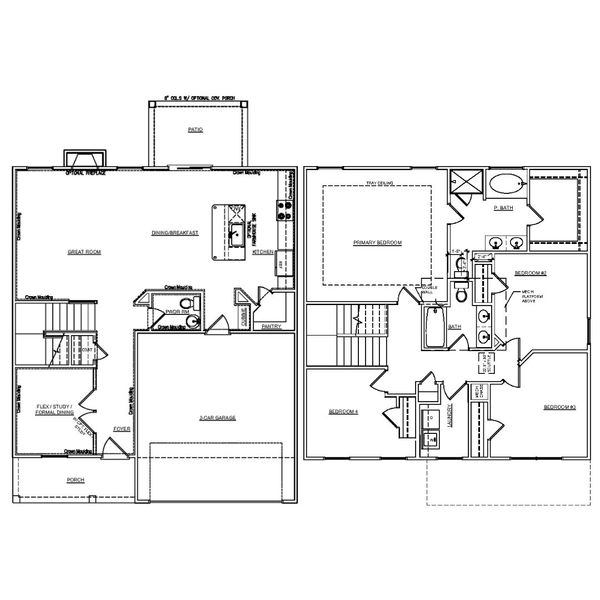 2D floor plan layout for the Willow Select M by McGuinn Homes in Broadway Lake, Anderson, SC (Image 3). 2D floor plan layout for the Willow Select M by McGuinn Homes in Broadway Lake, Anderson, SC (Image 3).