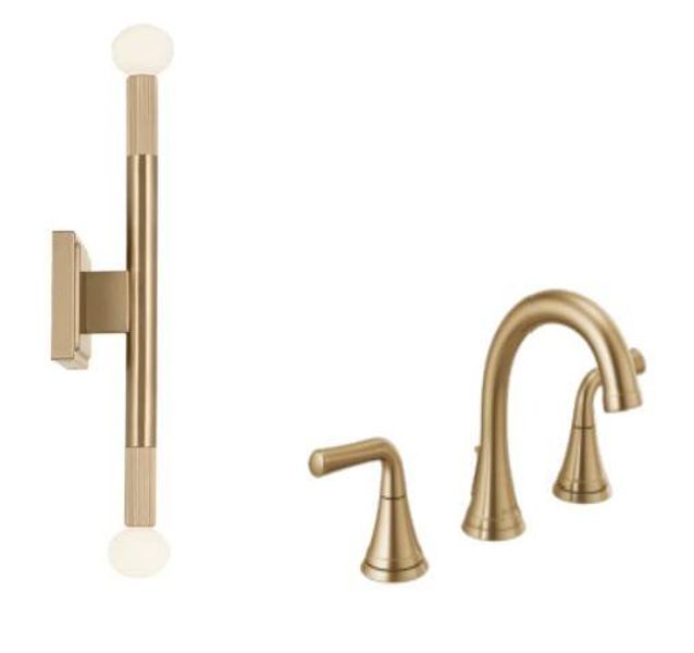 Main Bath fixtures. The lights will be installed in the mirrors at each vanity. Main Bath fixtures. The lights will be installed in the mirrors at each vanity.