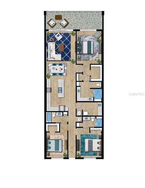 2D floor plan layout of this home in Residences at Town Center, Madeira Beach, FL (Image 5).