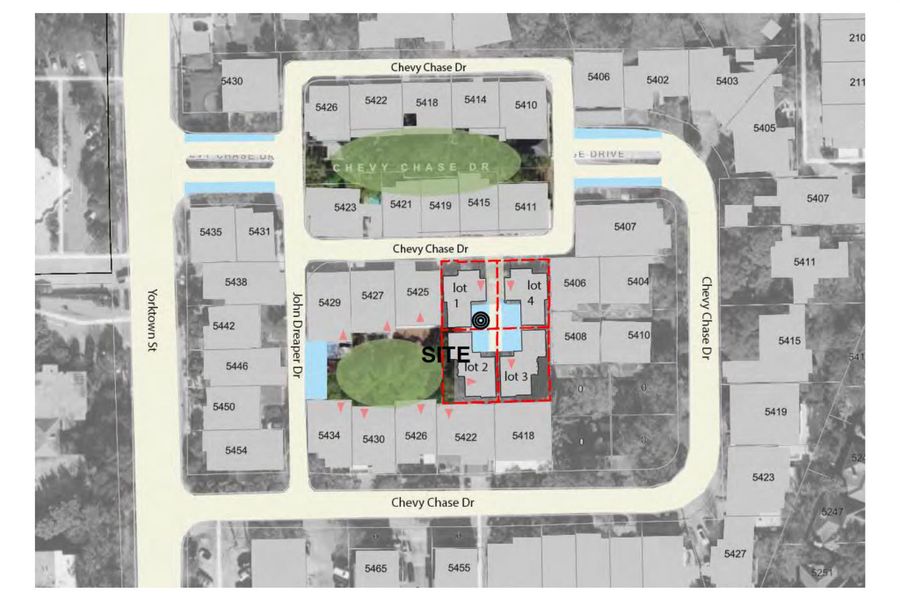 Site plan for the 4-unit patio homes being built.