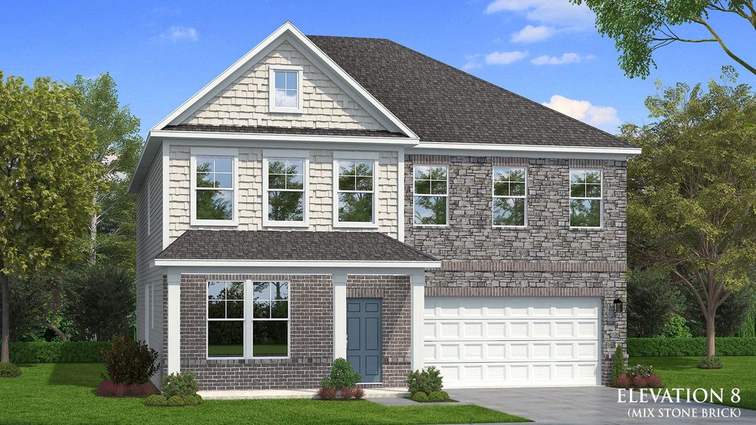 Front exterior of a new home in Hamilton Lakes, Lawrenceville, GA, highlighting curb appeal (Image 24). Front exterior of a new home in Hamilton Lakes, Lawrenceville, GA, highlighting curb appeal (Image 24).