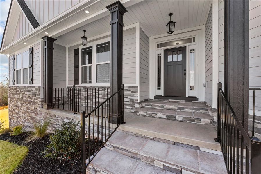 Representative exterior details of a home built from the Drayton Elite by Enchanted Homes in Smokey Hills, Campobello (Image 4).