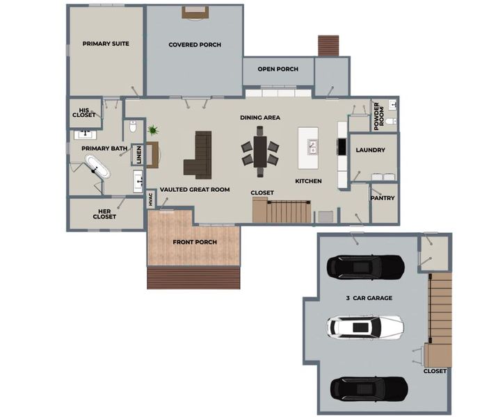 2D floor plan layout for the Farmington by Riverstone Construction, LLC in River Gorge Ranch, River Gorge Ranch, TN (Image 5).