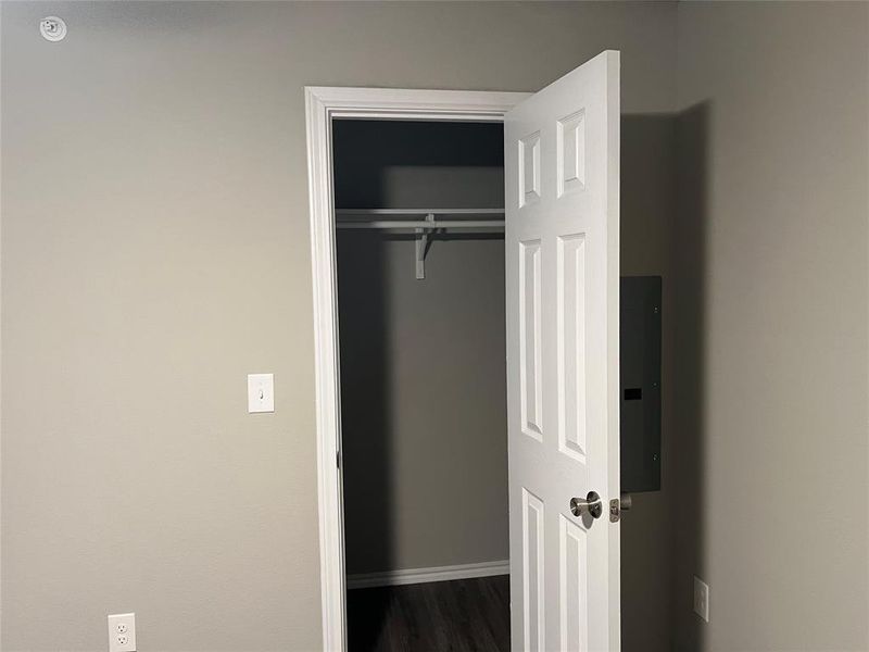 Closet featuring electric panel
