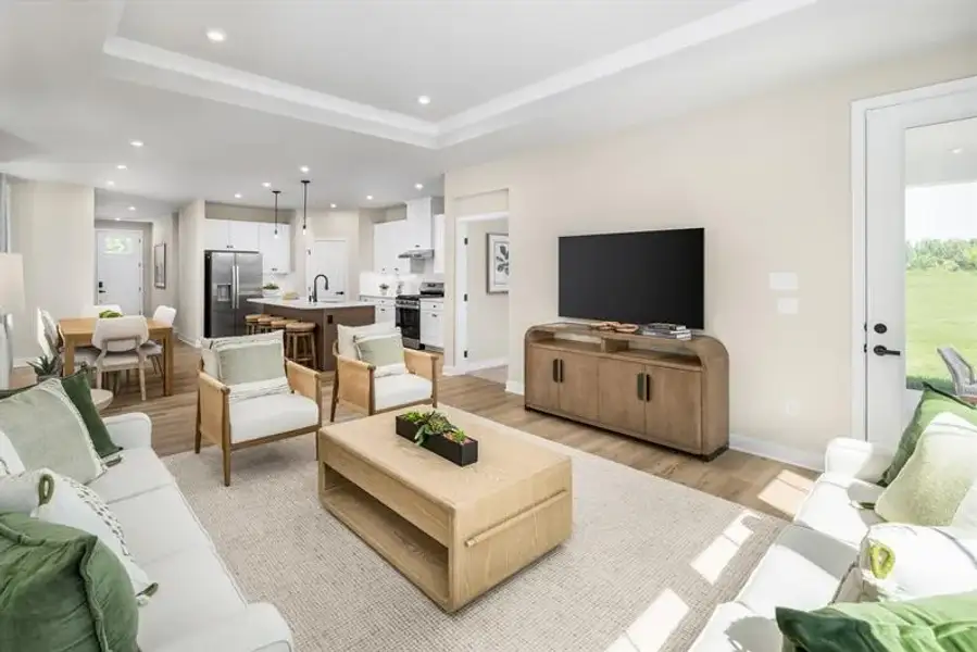 Representative furnished interior of a home built from the Geneva by Ryan Homes in Sterling Oaks Signature Series, Ash (Image 9). Representative furnished interior of a home built from the Geneva by Ryan Homes in Sterling Oaks Signature Series, Ash (Image 9).